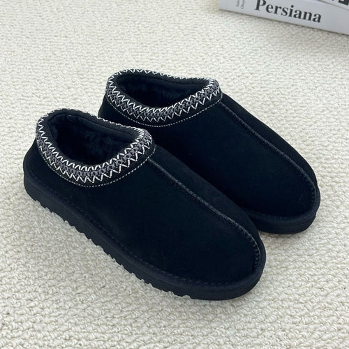 Cozy Women's Fuzzy Slippers Genuine Suede Slip On Memory Foam Shoes