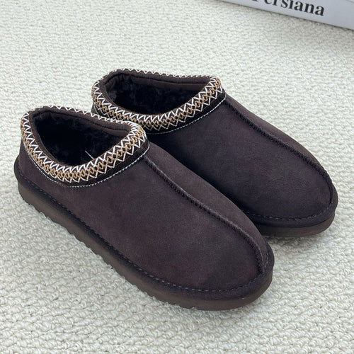 Cozy Women's Fuzzy Slippers Genuine Suede Slip On Memory Foam Shoes